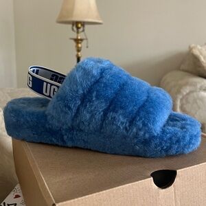 UGG Blue Fluffy Yeah Slide Sandals